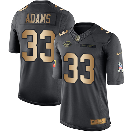 Nike Jets #33 Jamal Adams Black Men's Stitched NFL Limited Gold Salute To Service Jersey - Click Image to Close